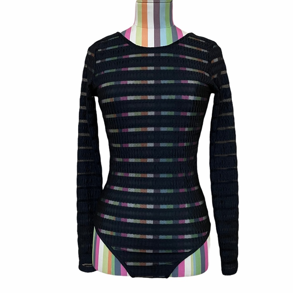 Bäcio Seethrough Striped Long Sleeve Bodysuit 0277
